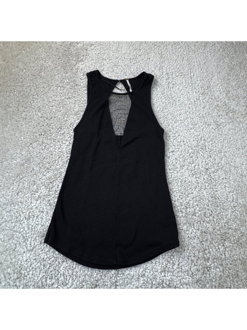 Free People Friday Tank Top Black Mesh Center Slim Fitted Womens Large